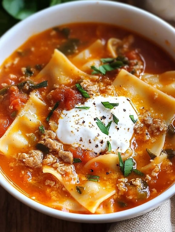 Homemade Lasagna Soup With Bow Tie Pasta
