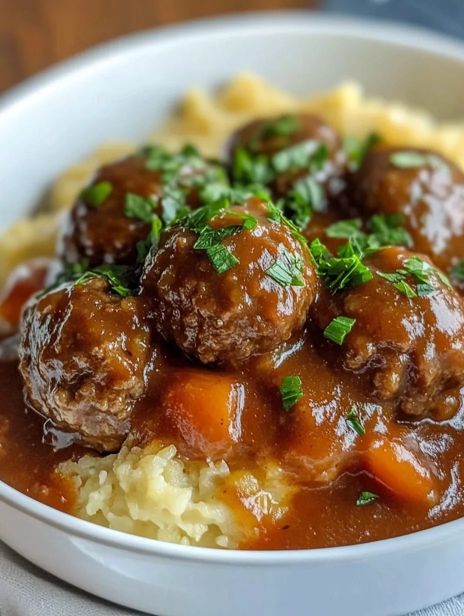 Slow Cooker Salisbury Steak Meatballs