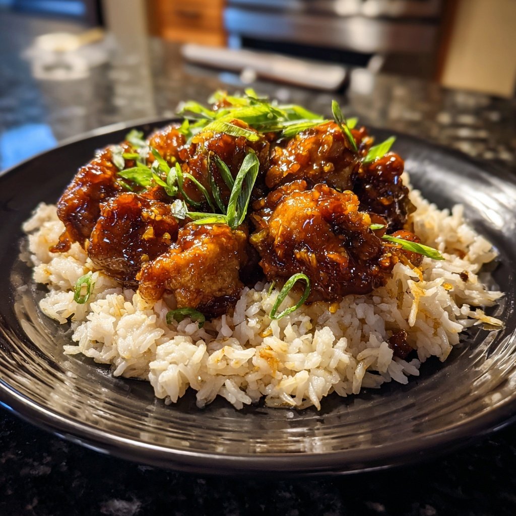 Honey Garlic Chicken With Rice