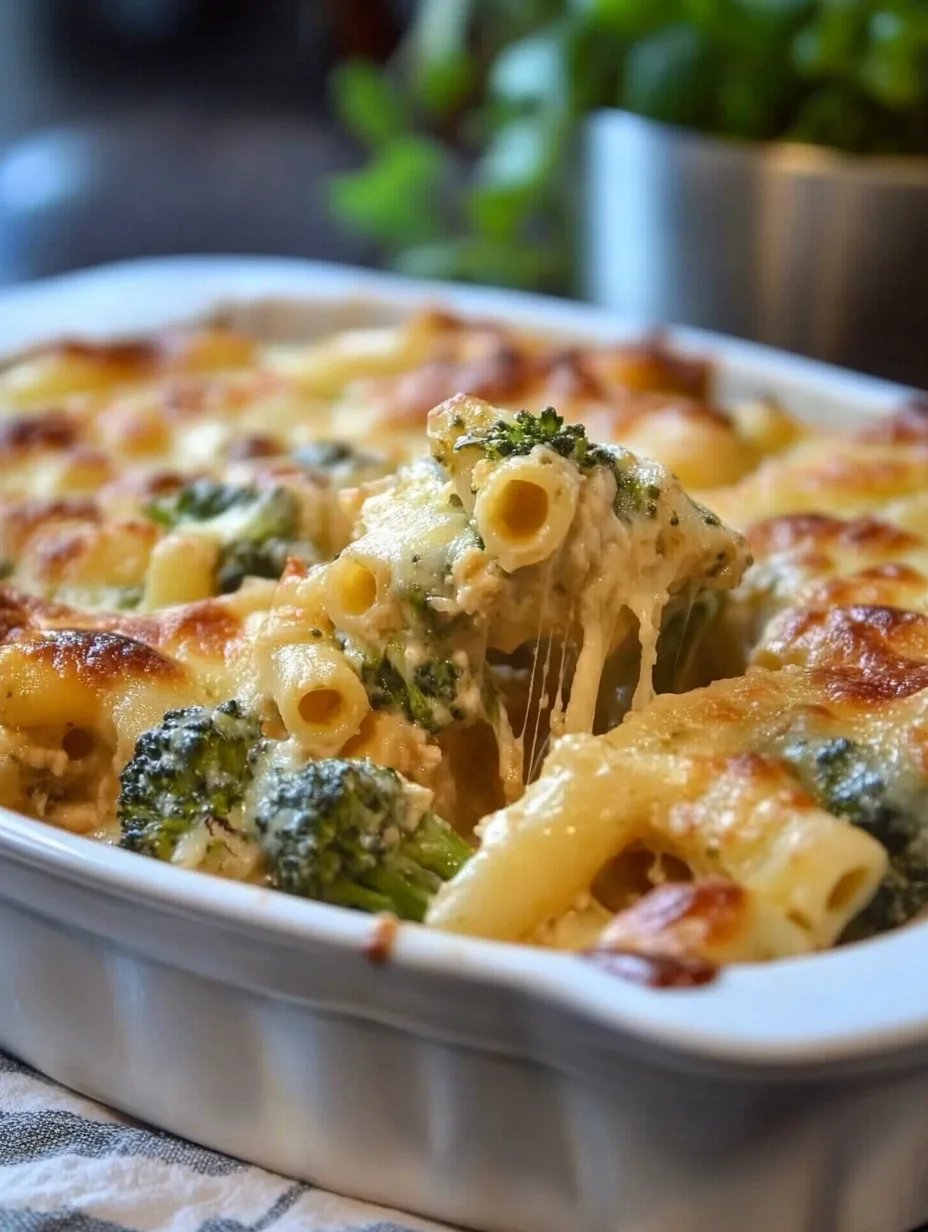 Creamy Pesto Chicken and Broccoli Pasta Bake