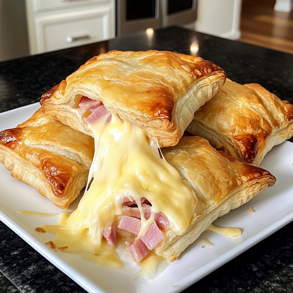 Ham and Cheese Puff Pastry Pockets