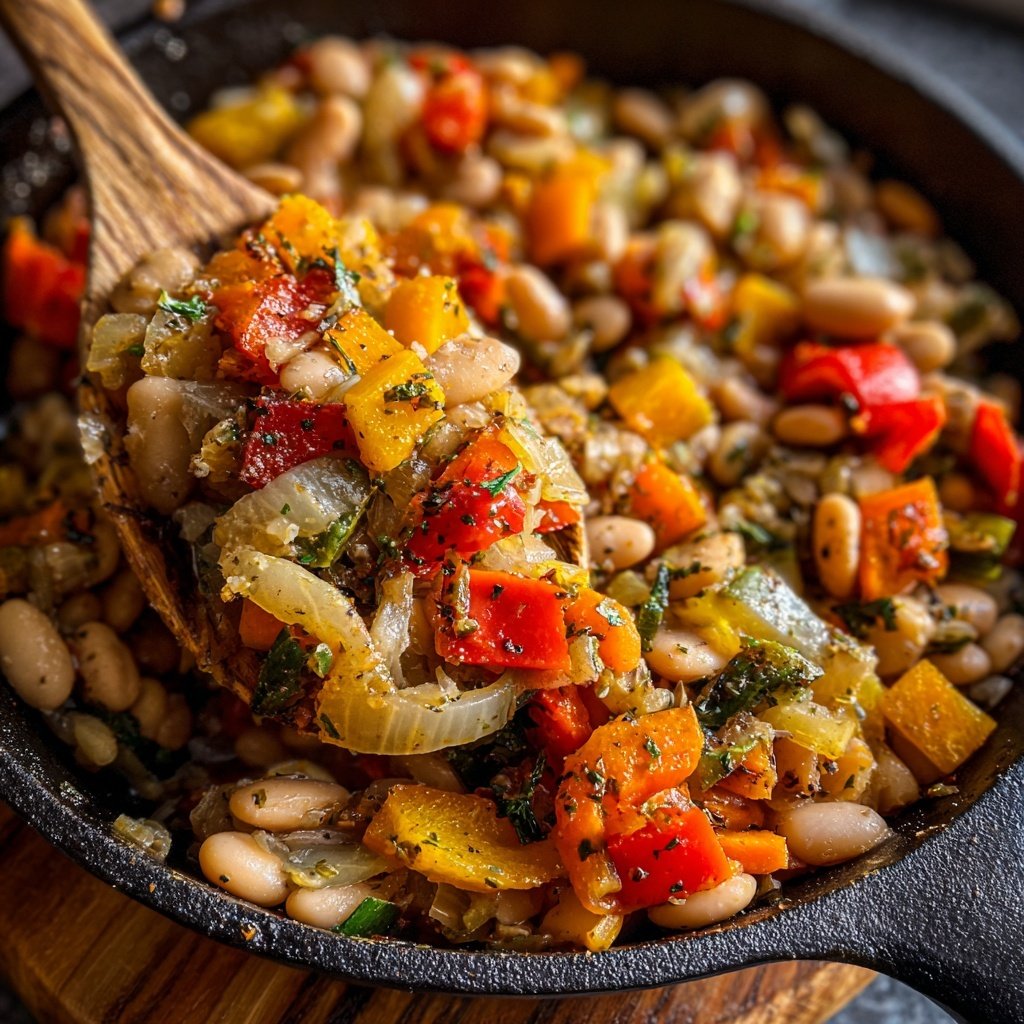 Roasted Veggie White Bean Skillet